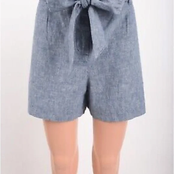Boden Womens Cora Shorts UK 12 US 8 Blue Chambray Linen 6" inseam - Picture 3 of 4